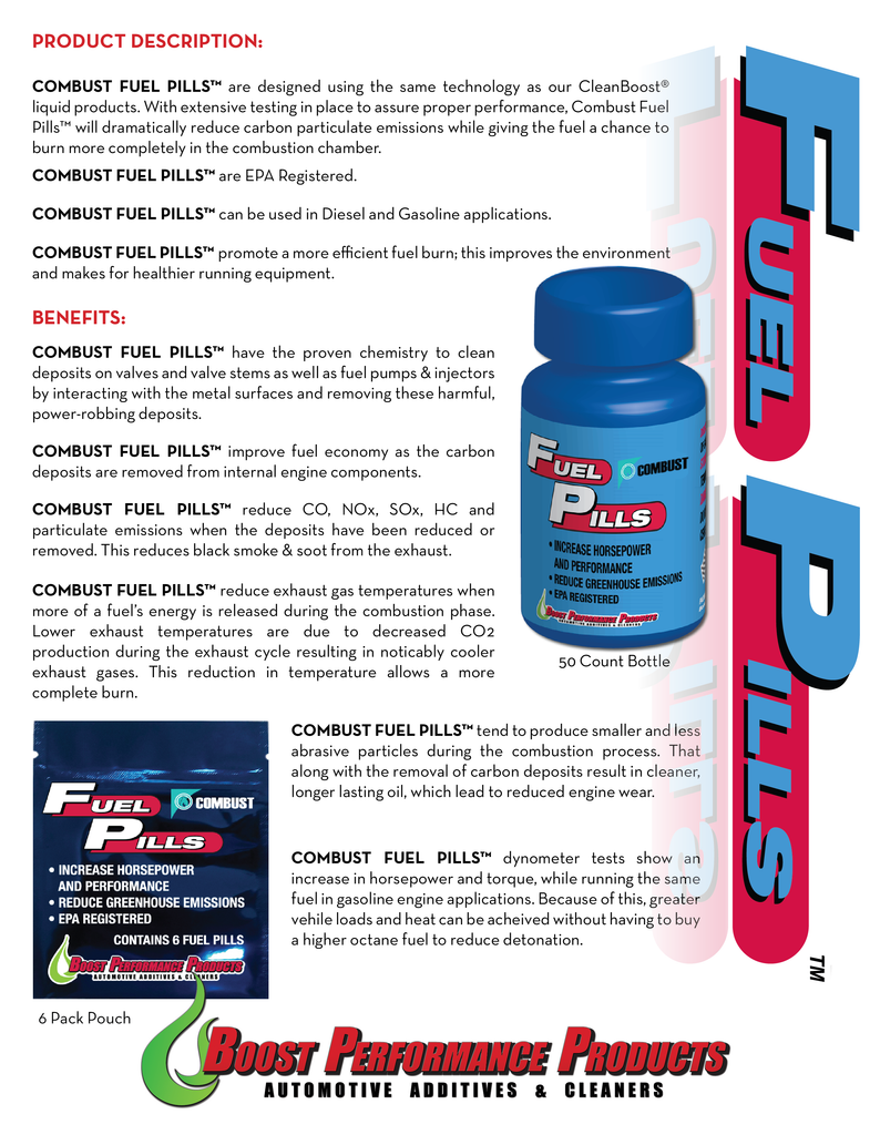 Combust Fuel Pills™ 50 CT Bottle Engine Fuel Additives – Boost